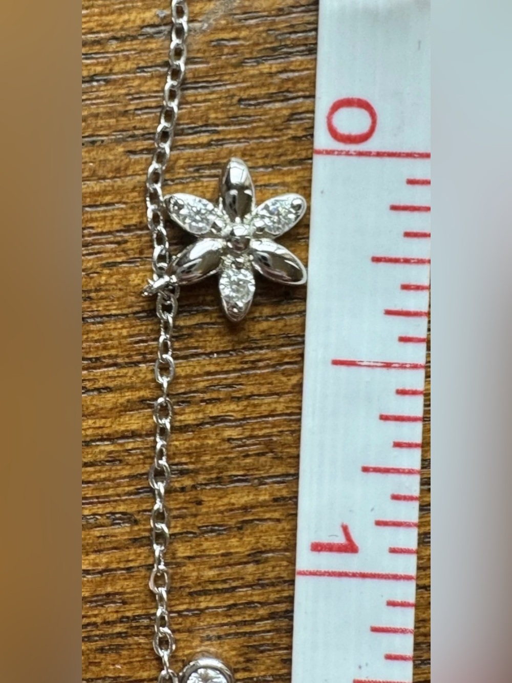 Moissanite 3 Flower/2 Stones Chain 925 Sterling Silver Bracelet - Picture 12 of 14